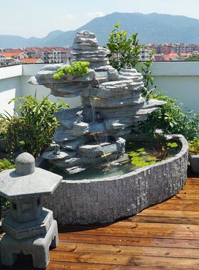 中式室内外假山流水喷泉摆件水循环景观田园鱼池造景庭院别墅装饰