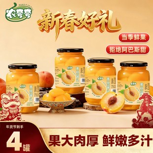 农夸夸黄桃罐头510g 4罐新鲜清脆香甜可口休闲零食BD