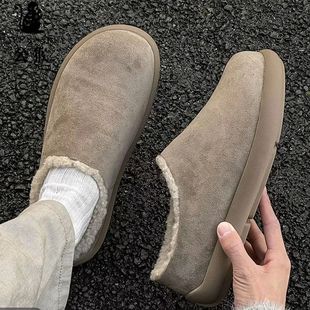 勃肯鞋男一脚蹬男鞋秋冬款加绒防寒保暖防滑小土豆雪地靴男二棉鞋