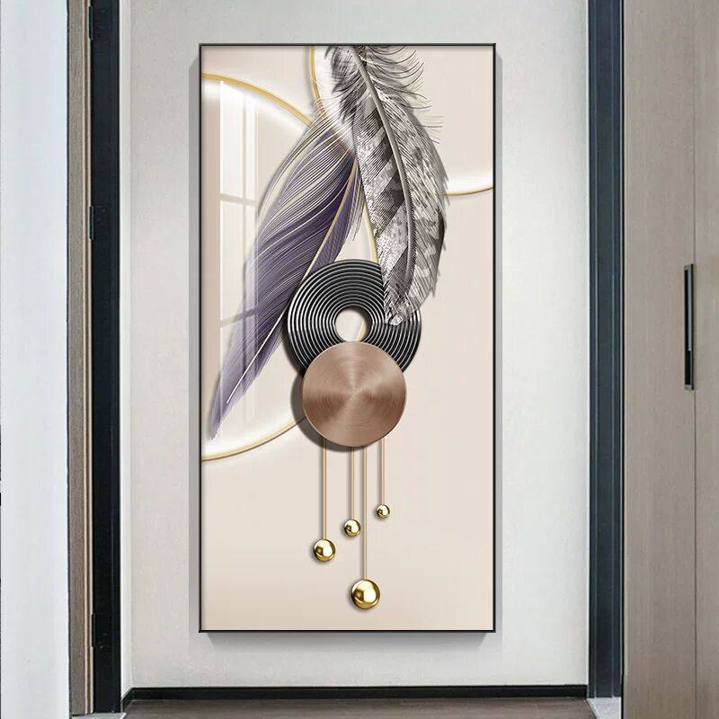 北欧晶瓷入户玄关装饰画竖版走廊过道壁画背景墙现代简约抽象挂画