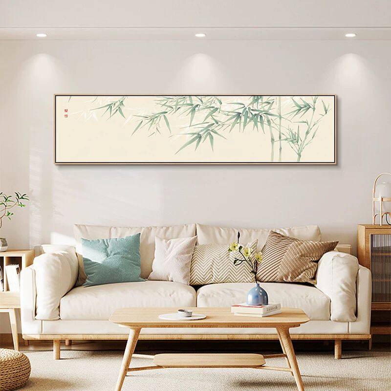 中式客厅沙发背景墙装饰画竹子报平安寓意墙壁卧室画床头挂画禅意,家居饰品,现代装饰画,淘宝优惠券,粉丝福利购,淘宝优惠卷