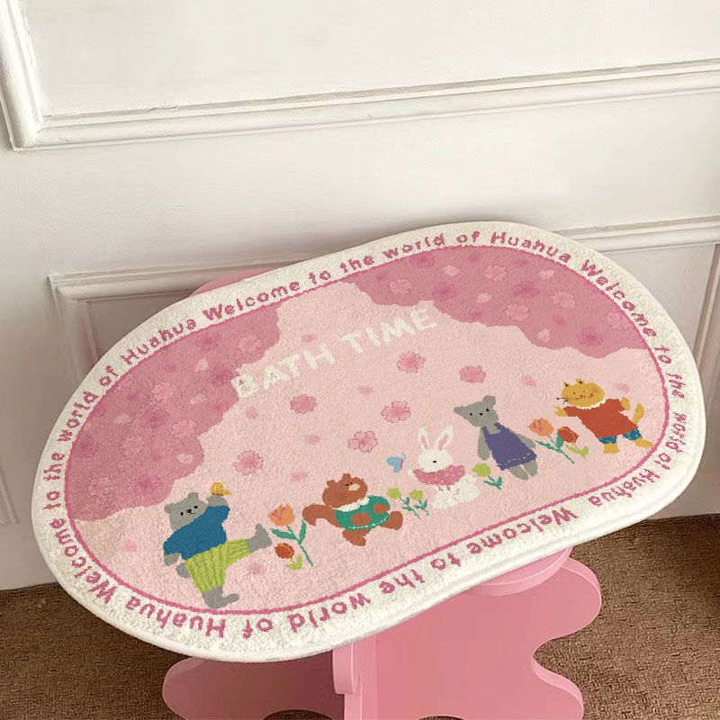 浴室吸水毛绒地垫卡通ins风地毯门垫家用卫生间厕所脚垫入户门垫