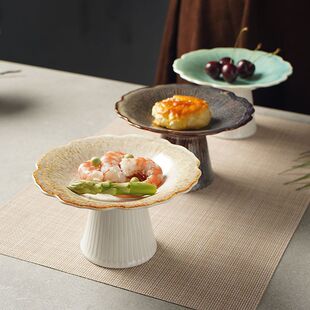 宋式美学餐具中式高脚茶点盘精致点心高足糕点复古禅意干果坚果茶