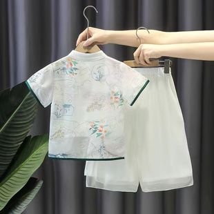 儿童汉服男童夏季古装套装国学服高端唐装小男孩古风童装表演出服