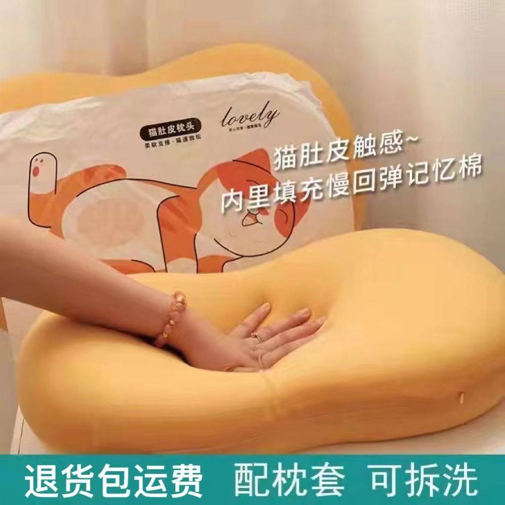 新疆西藏包邮猫皮肚枕头芯带枕套一只记忆棉单人护颈学生宿舍单人