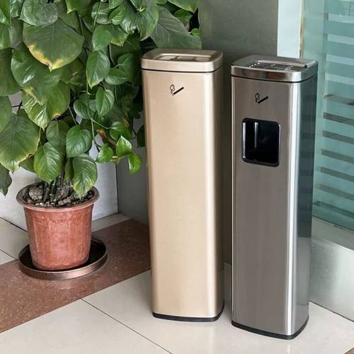 不锈钢烟灰柱落地立式户外烟灰缸桶公共吸烟室外灭烟桶烟蒂收集筒