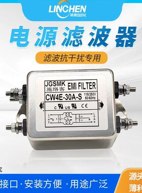 电源滤波器CW3CW4L2CW4E双极单相净化30A口罩机滤波器220V抗干扰