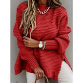 Mock Collar and High Winter Autumn Hem Elegant Low Sweater