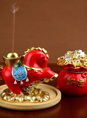 马上有钱香插摆件好马年喜庆国潮中式送礼创意桌面茶台香薰装饰品