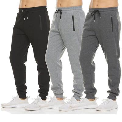 Men's 3 Pack Fleece Active Athletic Jogger Sweatpants with
