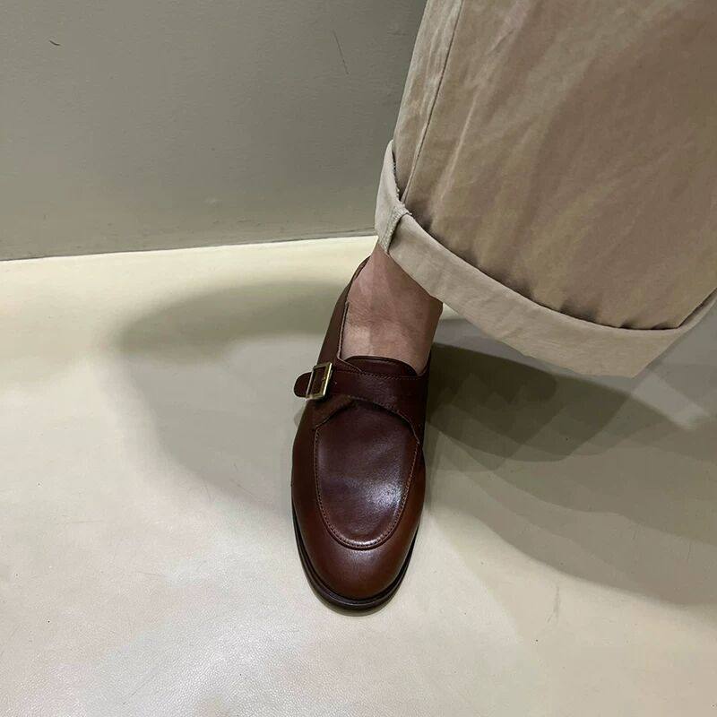 Rean Vivion乐福鞋复古新款英伦风小皮鞋棕色卡其色真皮女鞋单鞋,女鞋,浅口单鞋,淘宝优惠券,粉丝福利购,淘宝优惠卷