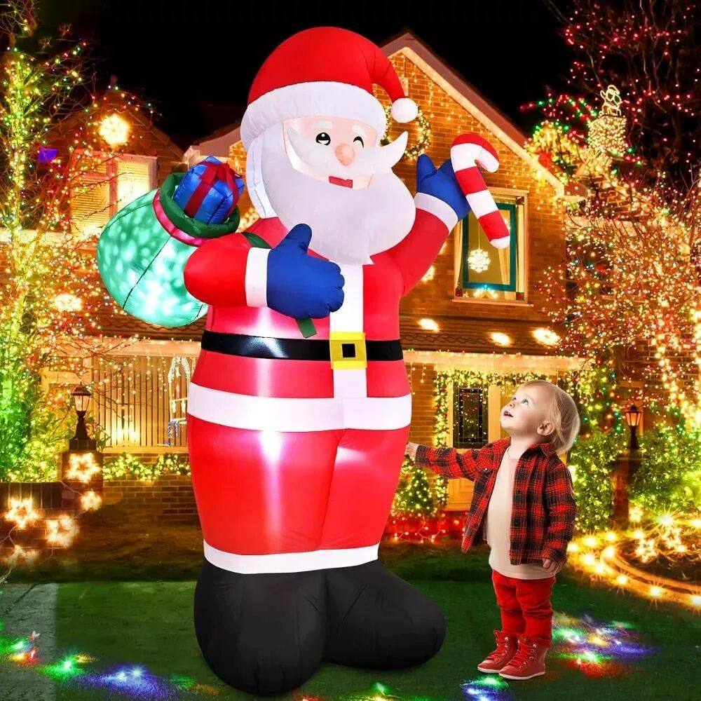 8 FT Christmas Inflatable Santa Claus With Gift - Outdoor De