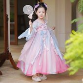 洋装 汉服女童夏款 连衣裙 春季 小女孩古风唐装 2024新款 儿童超仙古装