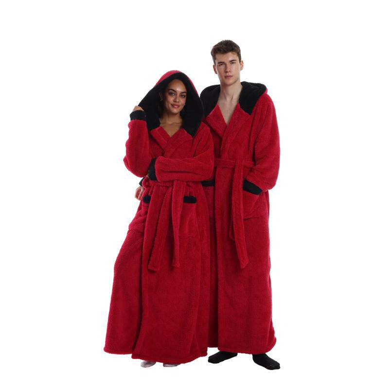 Магнитные материалы 2025 new cozy soft flannel lined hooded bathrobe for women