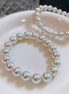 Star Ray极光天女伴彩白透粉光珍珠手链女生千金名媛强光弹力手串