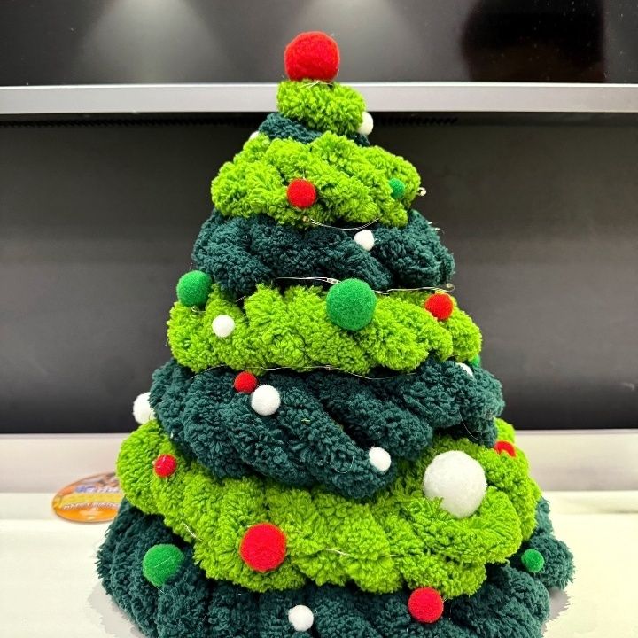 圣诞树毛线材料包彩色球手树节女友秋香绿色超粗线圣诞树毛线