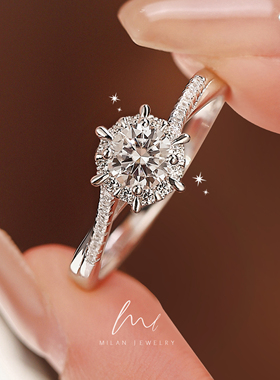 星织培育钻戒指女小众设计人造钻石戒指纯银轻奢高级感优雅婚戒女