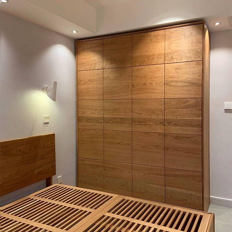 ­全­友⁠家⁠居定制日式红橡木樱桃木原木平开门衣橱环保北欧简