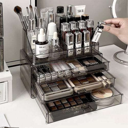 化妆品收纳盒化妆品收纳盒抽屉式高颜值梳妆台整理盒新款轻奢口红