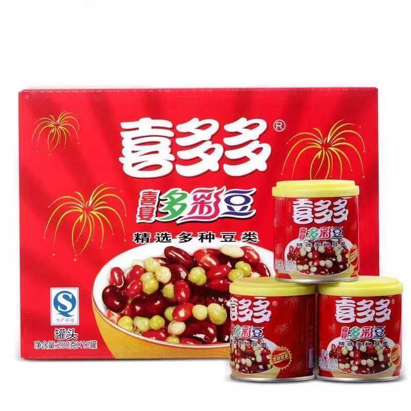 临期喜多多200g喜宴多彩豆罐头*12罐水果罐头饮料零食福建红豆汤