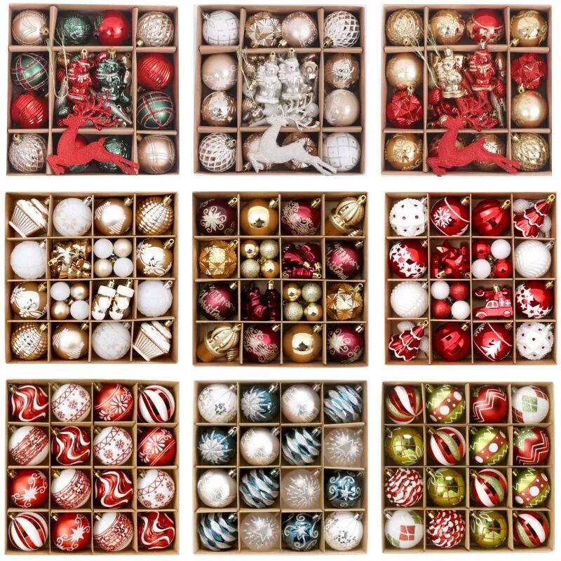 42pcs/16pcs Xmas Gift Christmas Ball Set Unique Shaped Paint