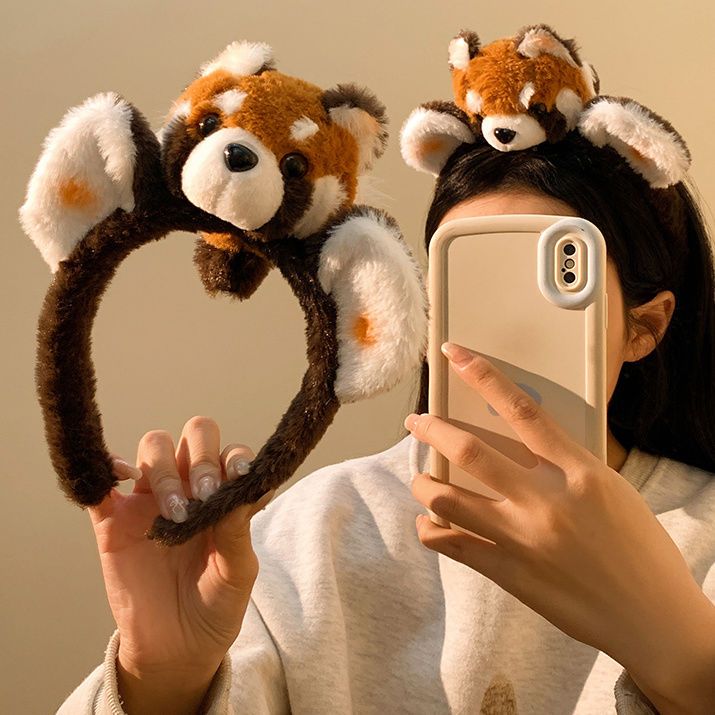 小浣熊发箍红山动物园超可爱趣味卡通发卡洗脸头箍小熊猫毛绒头饰