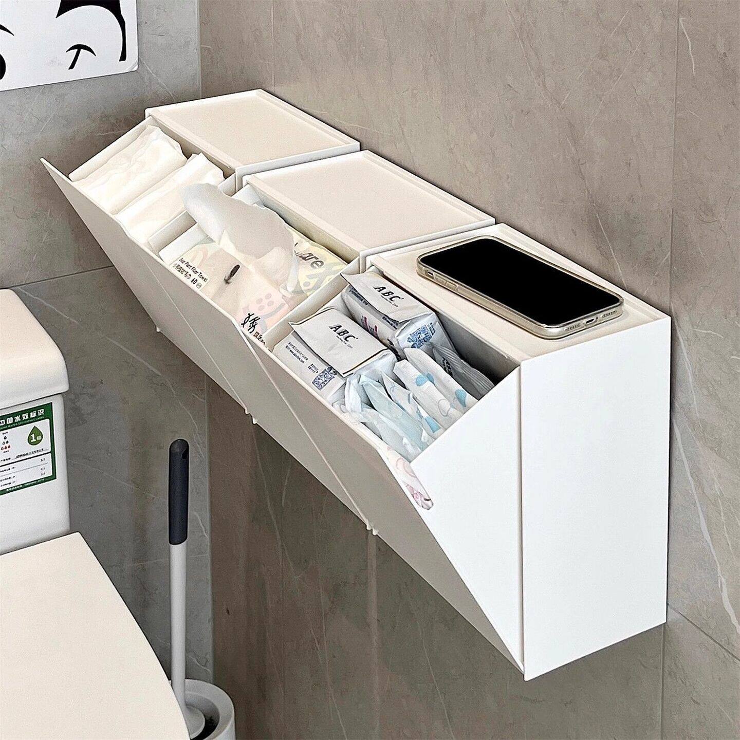 卫生间置物架壁挂式免打孔浴室厕所马桶上方杂物厕纸卫生巾收纳盒