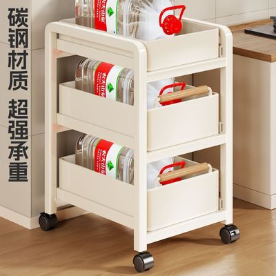 厨房蔬菜置物架抽拉式可移动放菜筐家用落地多层水果菜篮子小推车