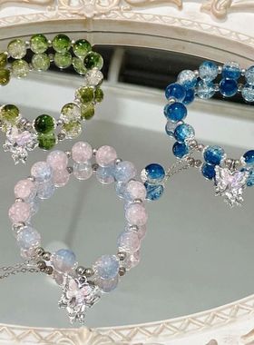 3清凉爆花蝴蝶串珠手链2025新款小众设计感超仙甜美学生闺蜜手串