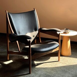 沙发椅酋长设计师椅中古风丹麦复古风客厅卧室实木轻奢单人休闲椅