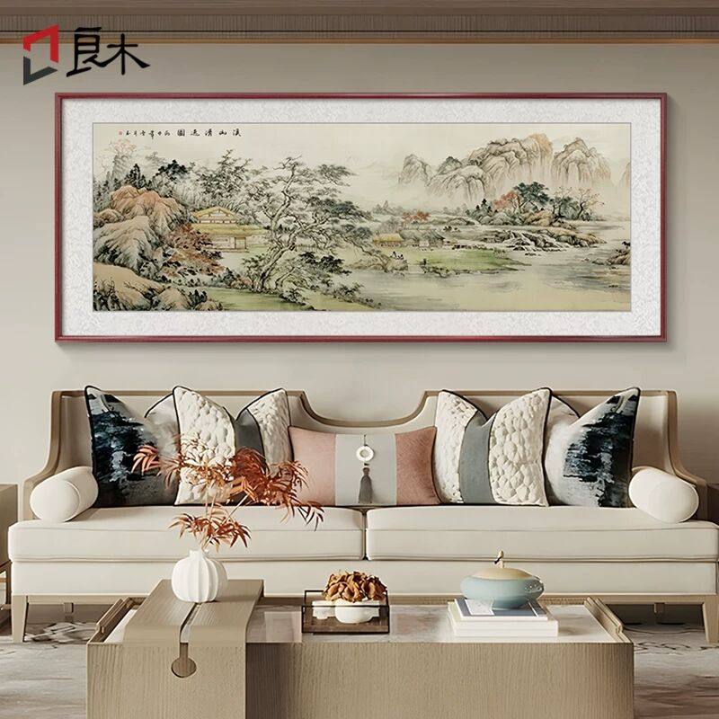 溪山清远山水画手绘客厅装饰画新中式国画名家手绘真迹办公室挂画