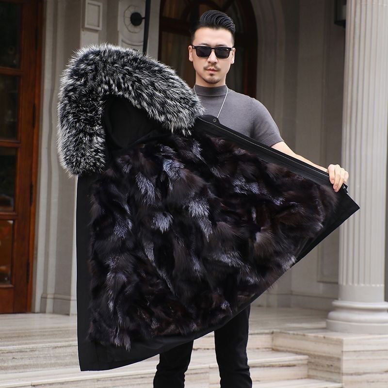 高端精品男装真皮草派克服狐狸毛内胆可拆卸皮毛一体新款冬季外套