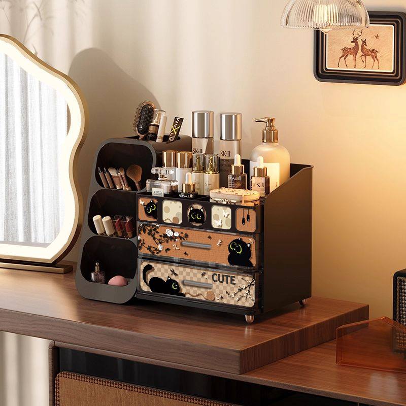 2025新款化妆品收纳盒高级感桌面护肤防尘家用大容量分格梳妆台,收纳整理,化妆刷收纳盒/桶,淘宝优惠券,粉丝福利购,淘宝优惠卷