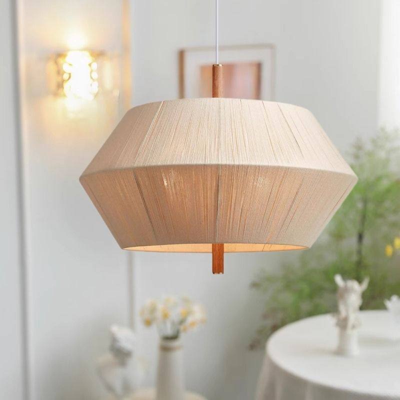 中古实木卧室编织吊灯日式侘寂风棉线民宿客厅灯复古麻绳餐厅灯具