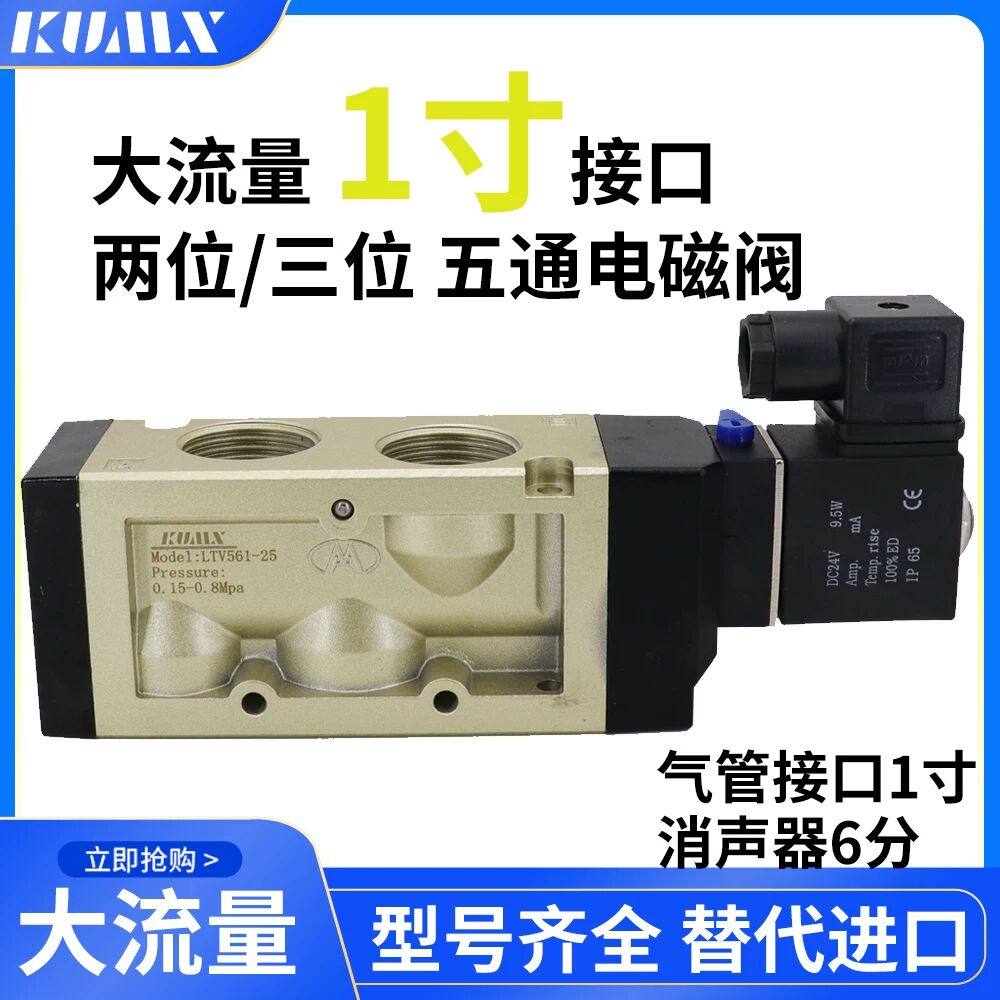 KUMX积木气动大口径1寸电磁阀两位五通三位五通6分螺纹口,标准件/零部件/工业耗材,其他气动元件,淘宝优惠券,粉丝福利购,淘宝优惠卷