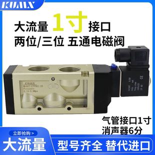 KUMX积木气动大口径1寸电磁阀两位五通三位五通6分螺纹口