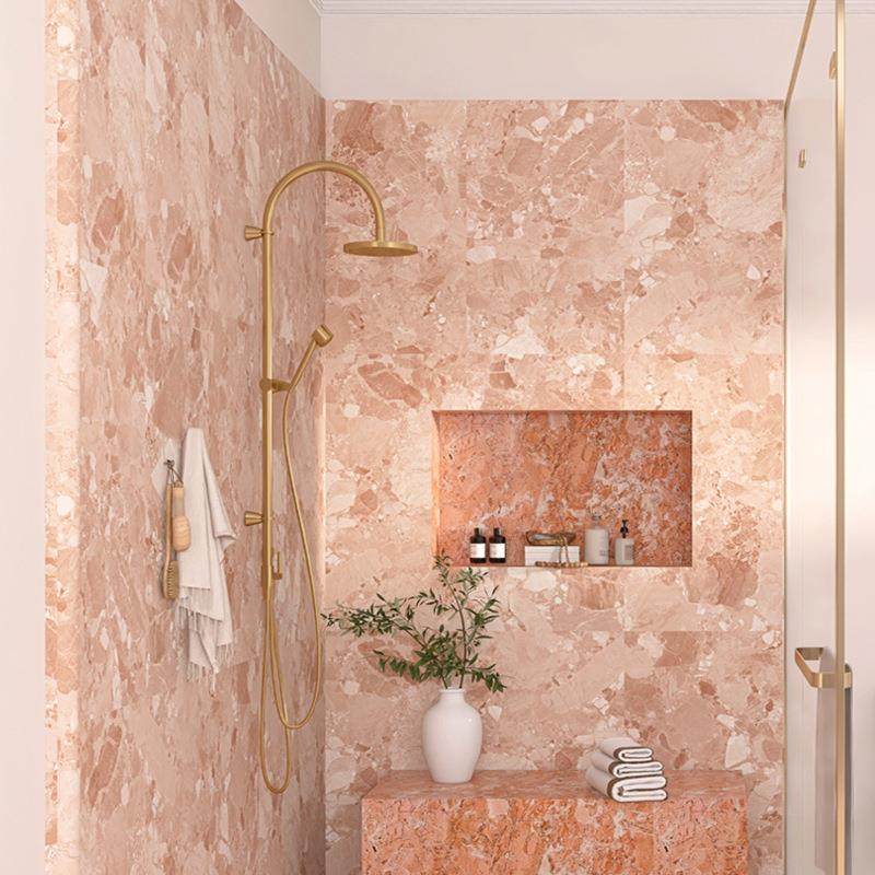 粉色大颗粒水磨石瓷砖600x1200客厅防滑地砖卫生间墙砖灰色仿