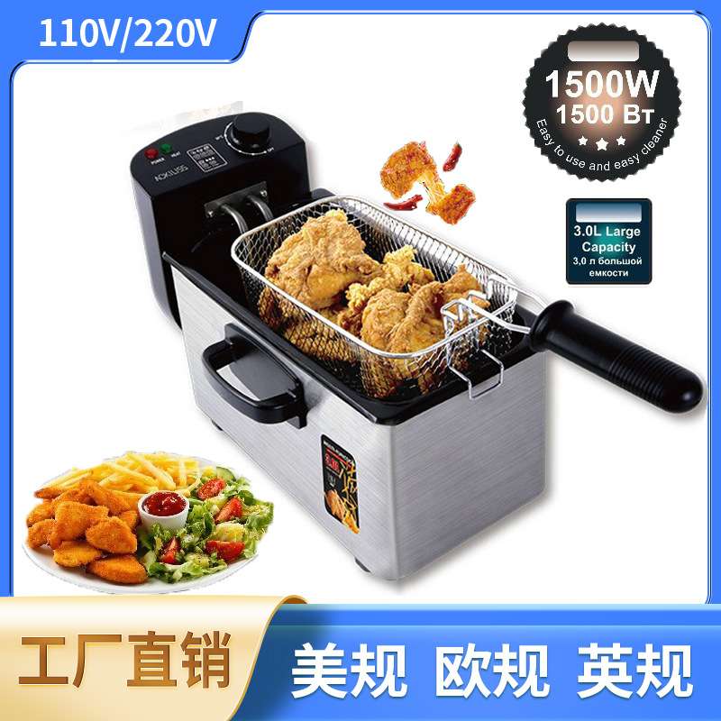 美欧110V油炸锅家用小型电炸锅电炸炉商用油条薯条机摆摊炸串锅恒