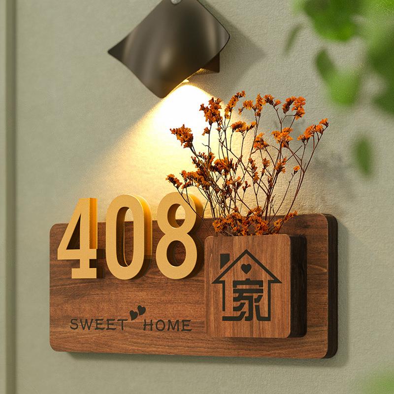 亚克力插花门牌号码牌家用酒店装饰标识牌民宿庭院轻奢中式指示牌