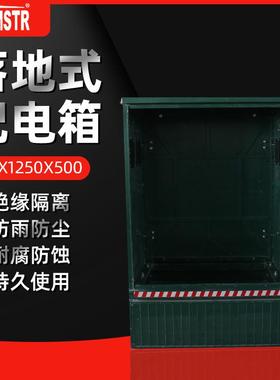 非金属户外双开门绿色分支箱玻璃钢防雨竖式SMC阻燃落地式配电柜