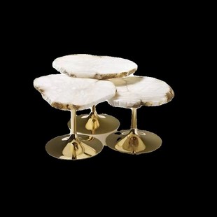 茶几客厅家用小户型轻奢高级感大理石创意不规则小边几雪花石茶几