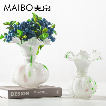 简约现代琉璃花朵状花瓶轻奢家居装饰桌面玻璃摆设小清新水培花器