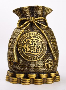 铜存钱罐摆件铜黄金袋钱袋客厅存钱福M袋储蓄罐纯黄铜摆件