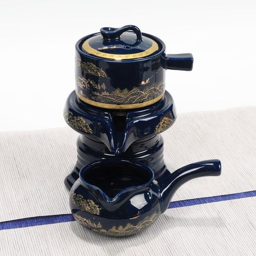 懒人石磨自动茶具功夫套装家用办公室旋转出水陶瓷茶壶泡茶器盖子
