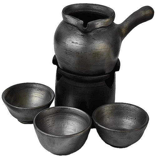 云南土陶罐大理剑川黑陶烤茶罐烤茶炉煮茶器粗陶餐饮具茶具公道杯