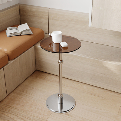 jaden杰登极简边几小户型客厅沙发圆形玻璃角几不锈钢阳台小茶几