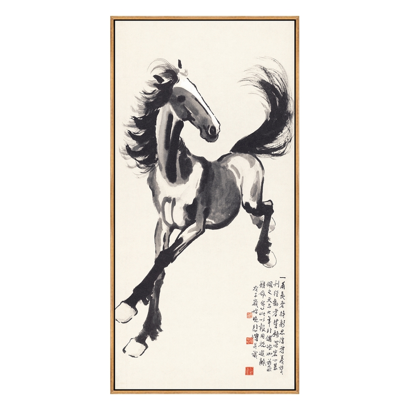 马到成功a挂画玄关画马徐悲鸿装饰画骏马奔马图大气客厅过道壁画