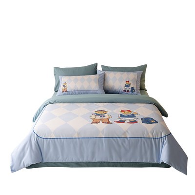 儿童卡通新疆长绒棉床上四件套床单被套全棉学生三件套床笠款