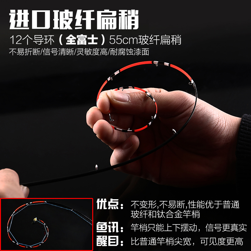 哈斯达筏竿竿稍纳米超灵敏玻纤竿稍软尾fuji导环钛合金夜光竿稍