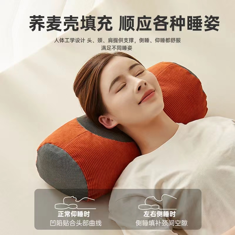 全荞麦枕头护颈椎助睡眠睡觉颈椎枕荞麦壳枕芯家用一对整头枕